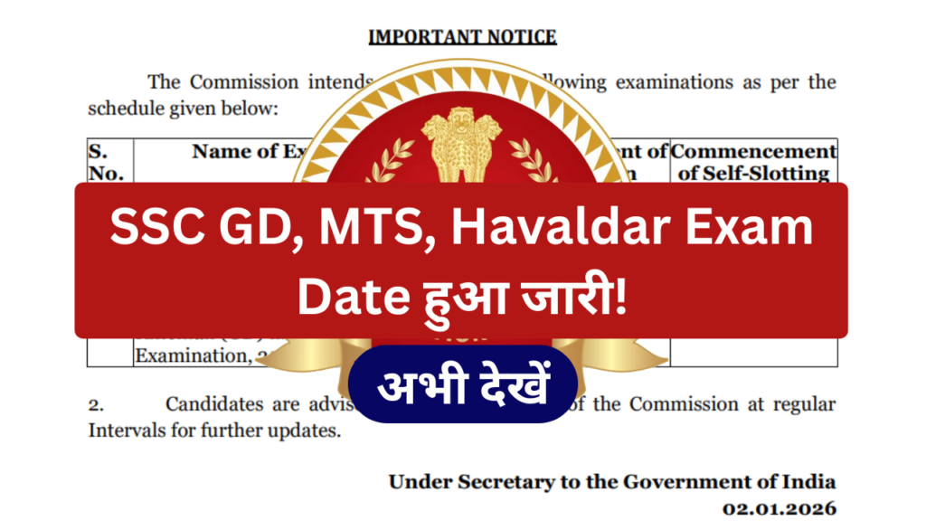 SSC GD, MTS, Havaldar Exam Date 2026 Out